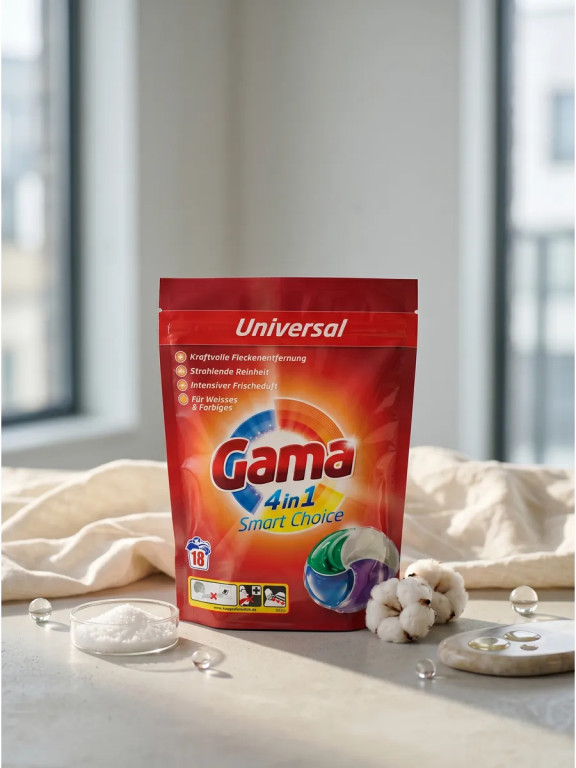 Капсулы для стирки универсальные Gama 4 в 1 18 шт