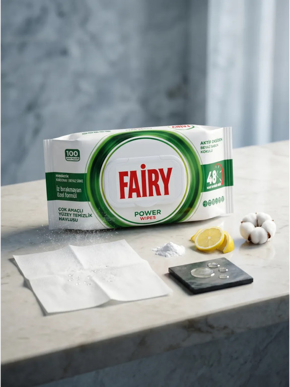 Влажные универсальные салфетки для уборки Fairy Power Wipes, 100 шт